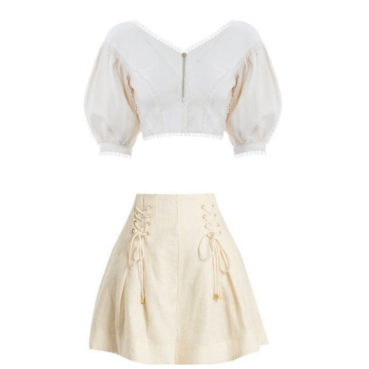 ZIMMERMANN Line Painted Heart Tear Bodice & Shorts SET SUIT SIZE 0 XXS ladies