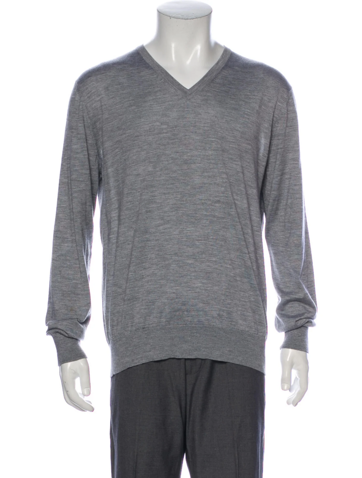 J.Crew Grey Slim Fit V neck Jumper Pullover Merino Wool Sweater Size L large men