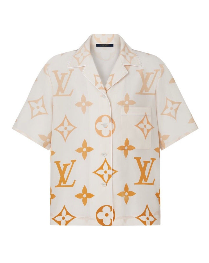 Limited LOUIS VUITTON LV 2022 MONOGRAM OMBRÉ SILK PYJAMA TOP F36 UK 8 US 4 S ladies