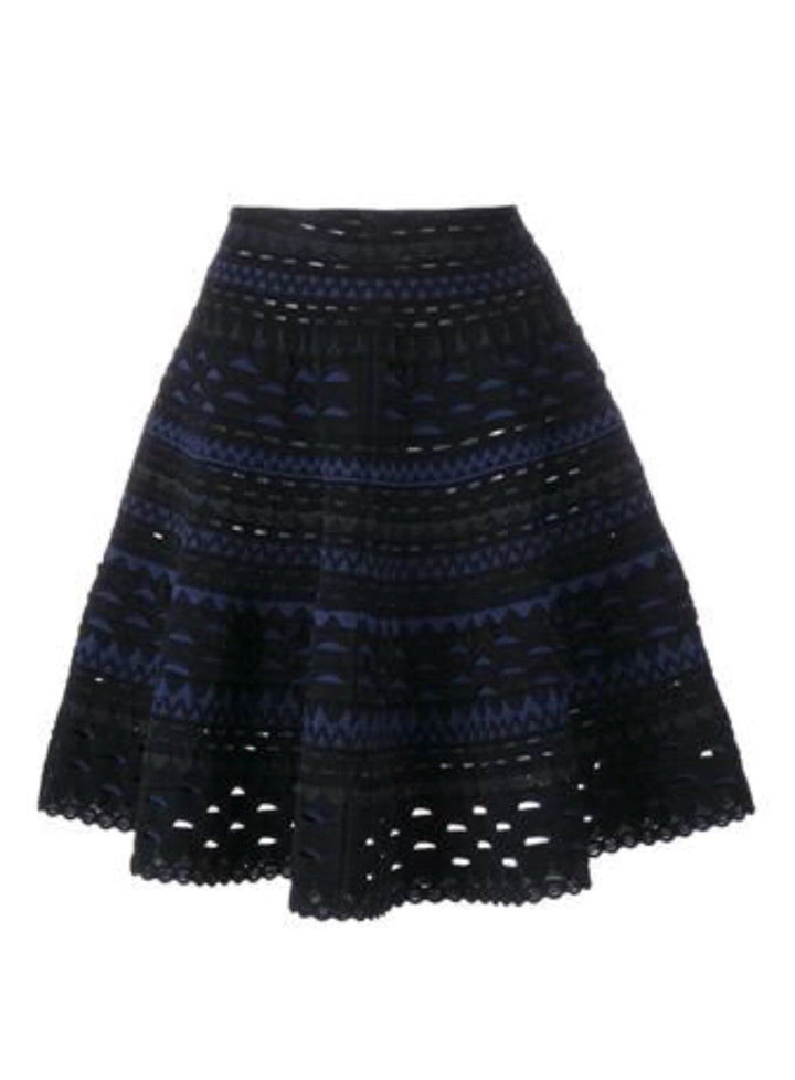 AZZEDINE ALAÏA ALAIA SILLANGE NAVY BLACK KNEE-LENGTH SKIRT Ladies