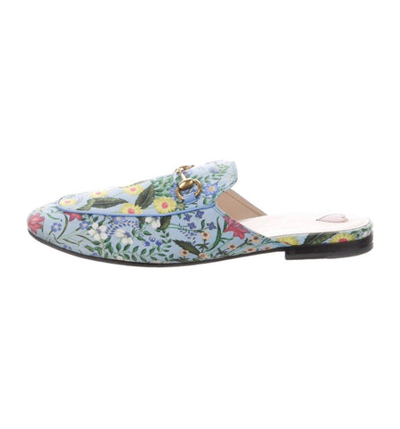 GUCCI Princetown Flora Print Mules Flats Size 37.5 UK 4.5 US 7.5 ladies