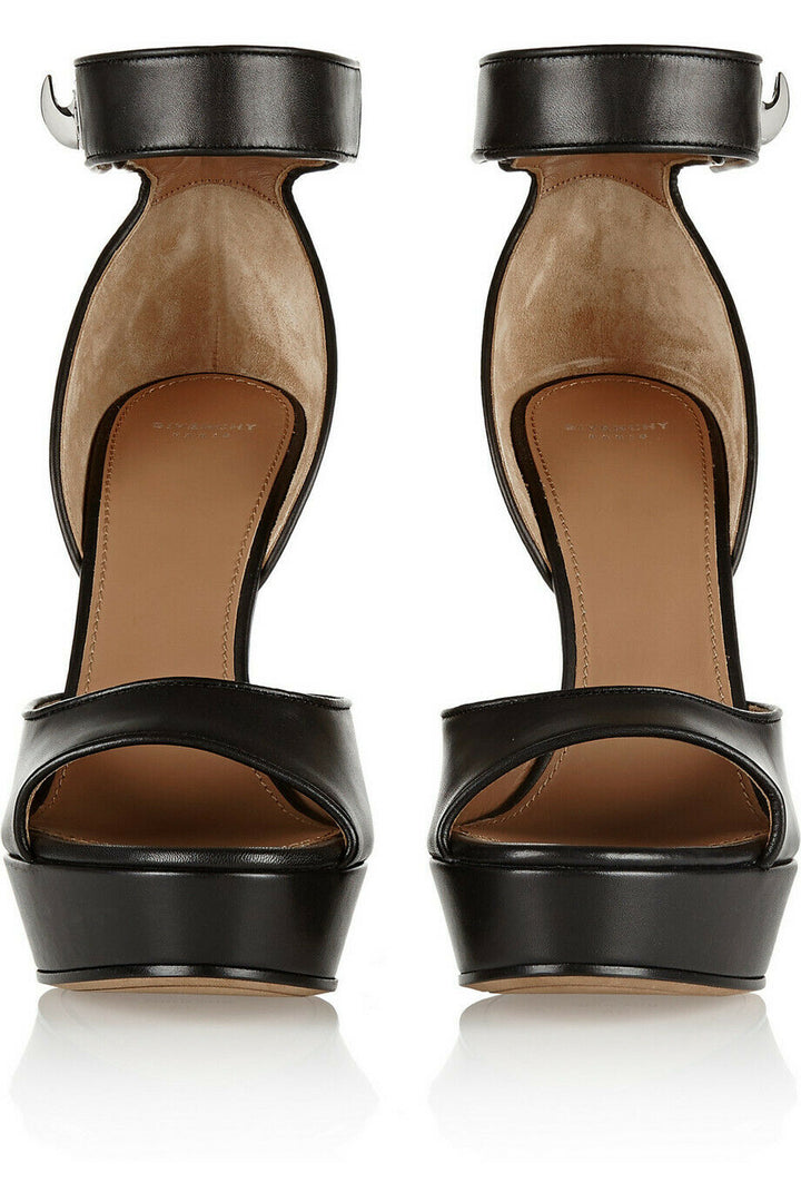 GIVENCHY Shark Lock platform sandals in black leather Ladies