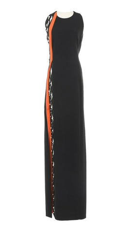 Mugler sleeveless black pearls embellished maxi dress gown FR 40  Ladies