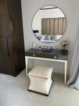 Italian Furniture Mirrored 2 Drawer Dressing Table with Mirror and Square Stool