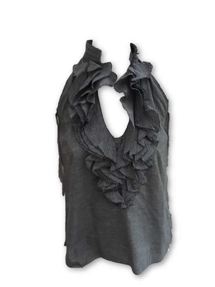 L’AGENCE Ruffle-Accented Top Blouse Size US 2 UK 4 XXS Ladies