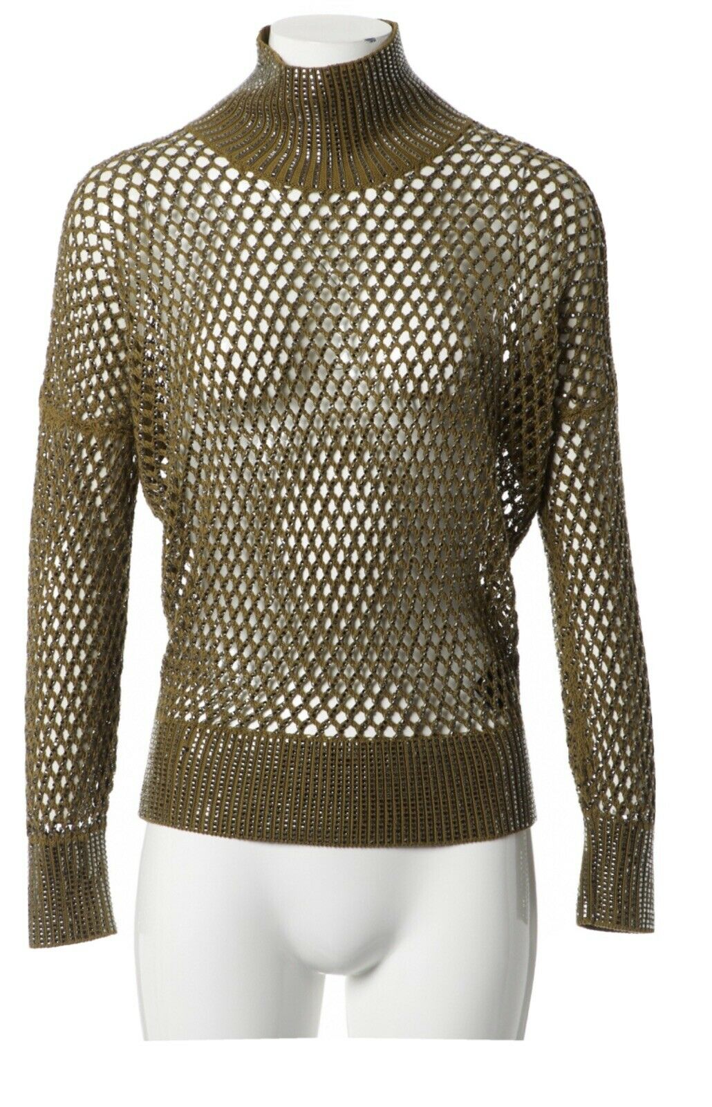 Ermanno Scervino Crystal embellished open knit Turtleneck Size I 38 UK 6 US 2 XS ladies