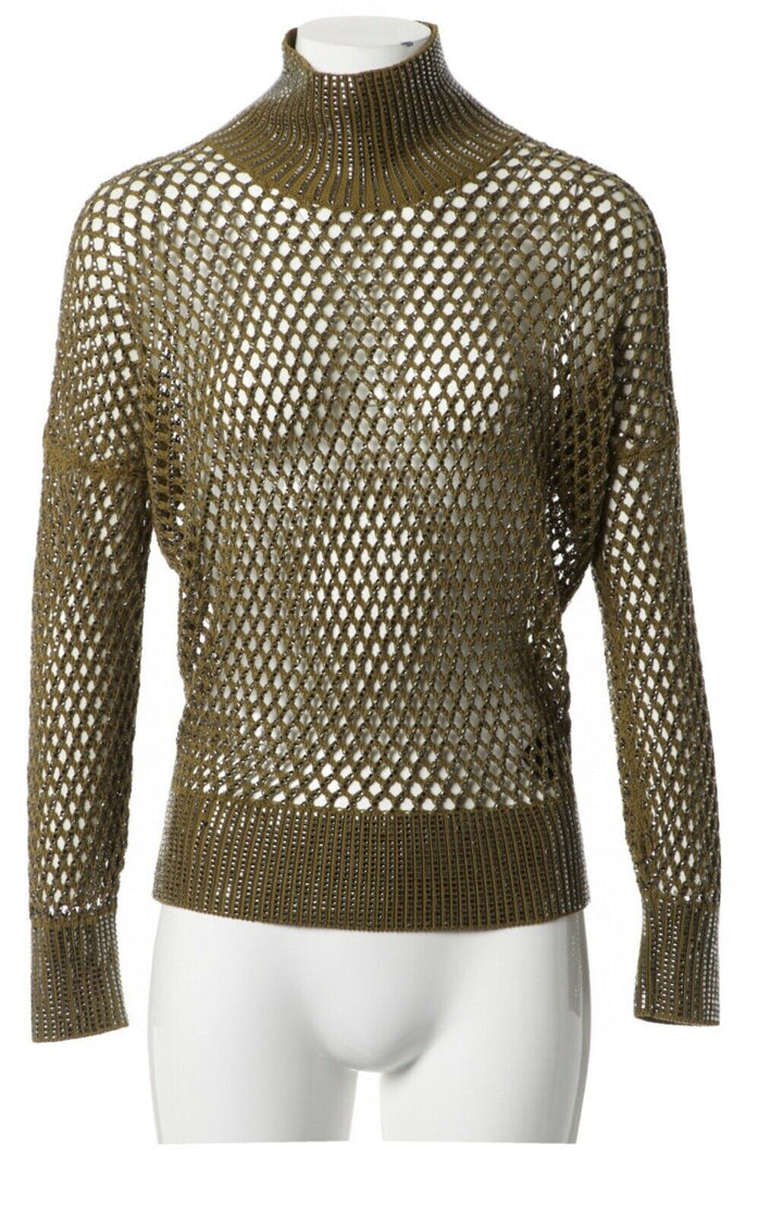 Ermanno Scervino Crystal embellished open knit Turtleneck Size I 38 UK 6 US 2 XS ladies