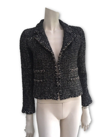 CHANEL Couture Lesage Shimmer Ribbon Tweed Blazer Jacket LADIES