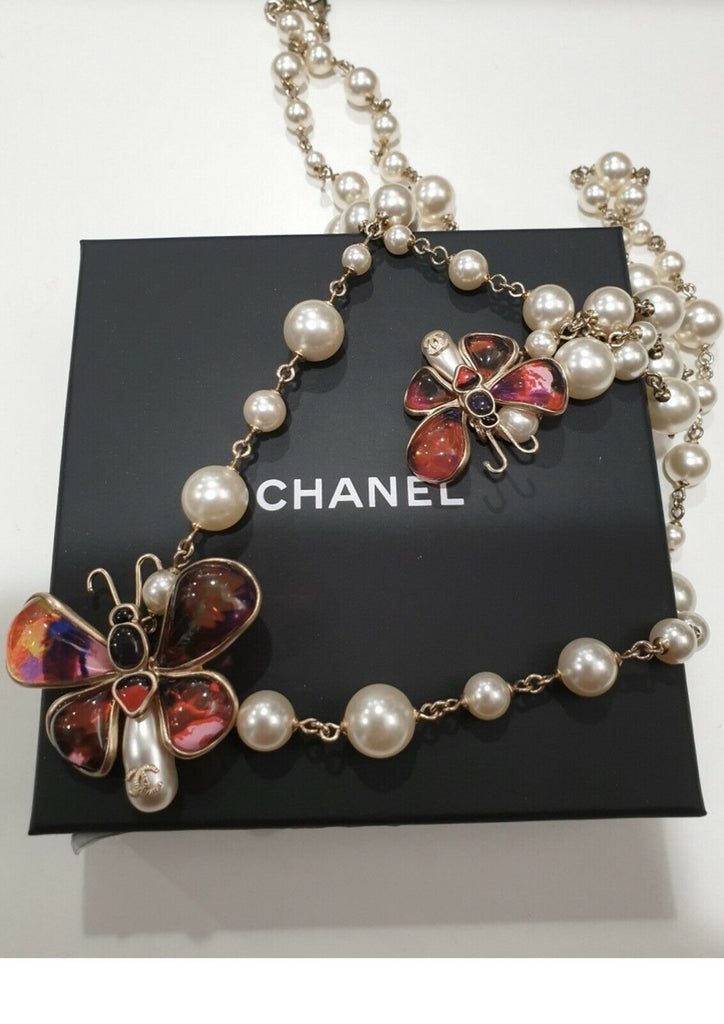 Necklace Chanel Green Red Purple Pearls Gripoix Vintage Jewelry – Michael's  Consignment NYC