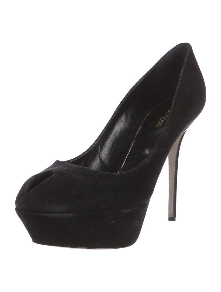 SERGIO ROSSI SUEDE PLATFORM BLACK PUMPS SHOES 35 UK 2 US 5 Ladies
