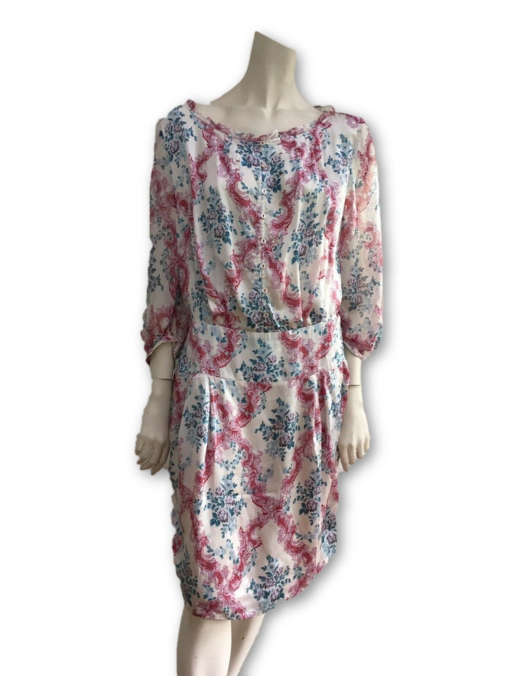 HUGO BOSS Silk Chiffon Water Color Floral Dress Ladies