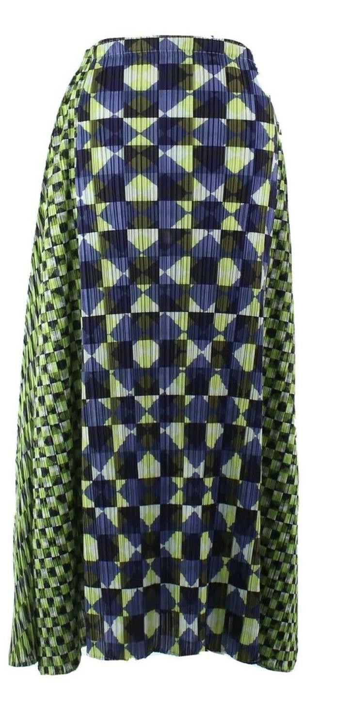 PLEATS PLEASE ISSEY MIYAKE Pleated Check Maxi Skirt Size 5 ladies
