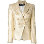 Super rare Balmain Gold Tweed Blazer Jacket Size F 34 US 0/2 UK 4 XXS ladies