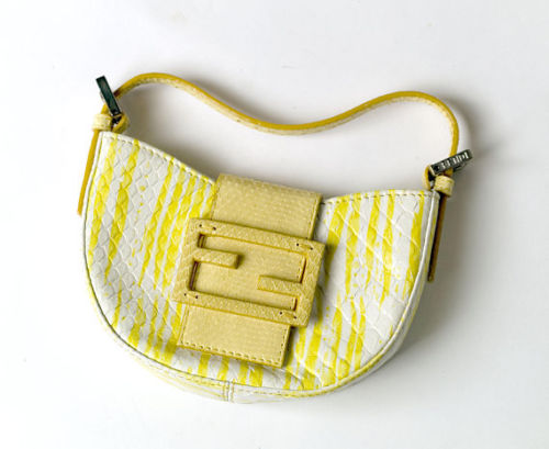 FENDI Snake Skin Mini Half Moon Baguette Bag Handbag Ladies