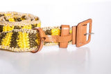 Prada Yellow & Green Woven Raffia Waist Belt 34 / 85 Amazing for Summer Ladies
