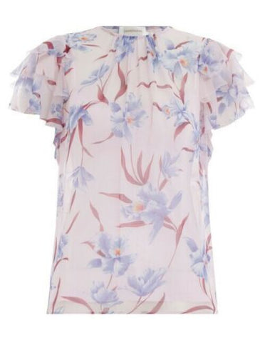 ZIMMERMANN MOST WANTED CORSAGE FLUTTER ORCHID PRINT TOP SIZE 0 XS ladies