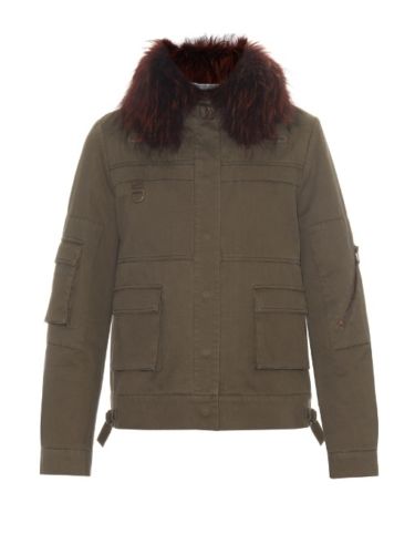 Yves Salomon Army Collection natural raccoon rabbit fur short jacket Sz F 34 XS Ladies