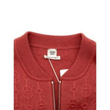 HERMES HERMÈS Rose Boise Torsades Cliquetis Unies Zip Cashmere Silk Jacket F 44 ladies