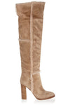GIANVITO ROSSI Shearling-trimmed suede over-the-knee boots Size 40 US 10 UK 6 Ladies