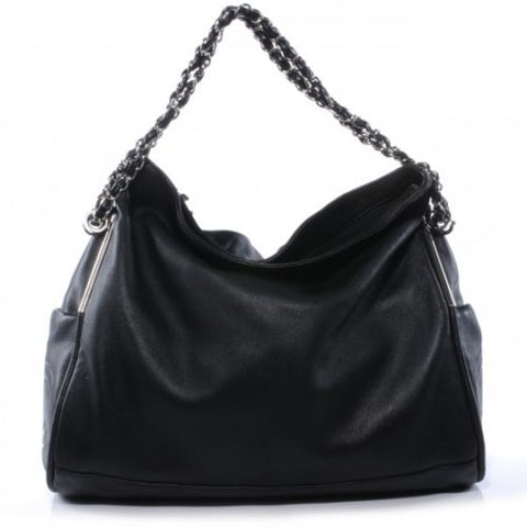 BLACK Large Hobo Bag Soft Leather Hobo Bag Soft Lambskin Hobo Bag