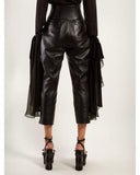 SAINT LAURENT Leather Black Lambskin Corset-waist Trousers Pants F 40 ladies