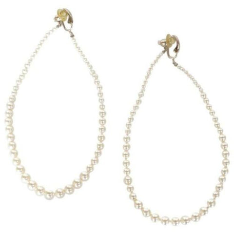 Chanel Faux Pearl Cc Logo Hoops Drop Dangling Classic Earrings LADIES