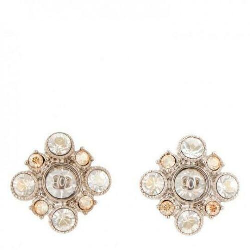 CHANEL Cluster Baroque Square Logo Stud Earrings ladies