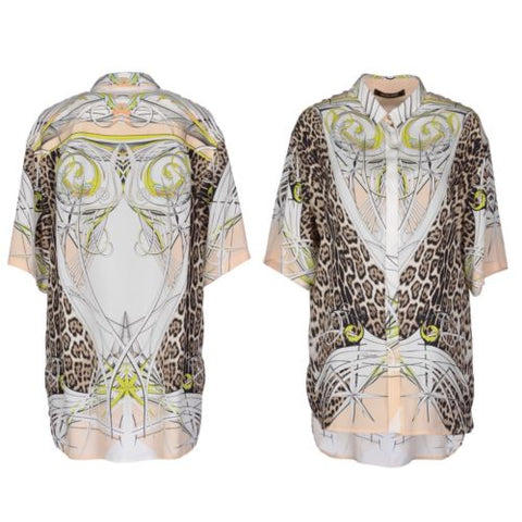 ROBERTO CAVALLI Animal Print Shirt Blouse top Size I 40 small ladies