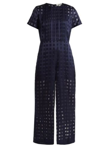 Diane von Furstenberg Navy checked wide leg jumpsuit Size US 4 UK 8 S Small ladies