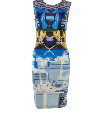 MARY KATRANTZOU Jewel and Dragonfly Printed Silk Tank Dress UK 10 US 6 ladies
