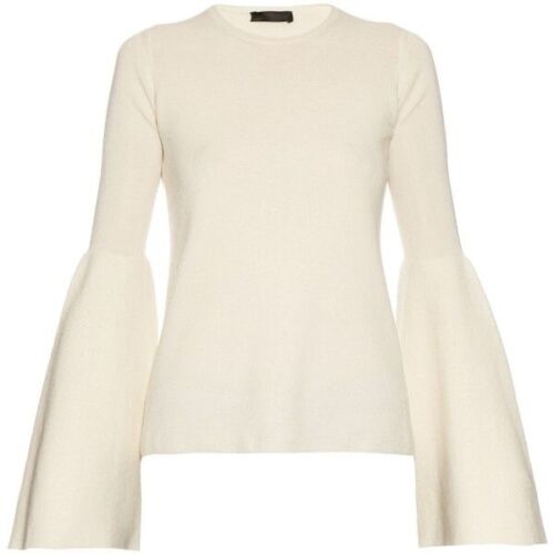 The Row "Darcy" Ivory Cashmere Silk Bell Sleeve Sweater Pullover Jumper Top Sz M ladies