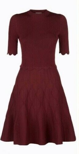 SANDRO Ange Knit Dress Bordeaux Wine Dress 2019 Collection size S small ladies