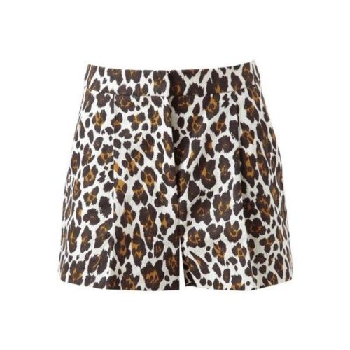 Stella McCartney Women's Brown Leopard Printed Linen Shorts Ladies