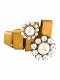 MIU MIU Faux Pearl Cuff Bangle Gold Tone Bracelet ladies