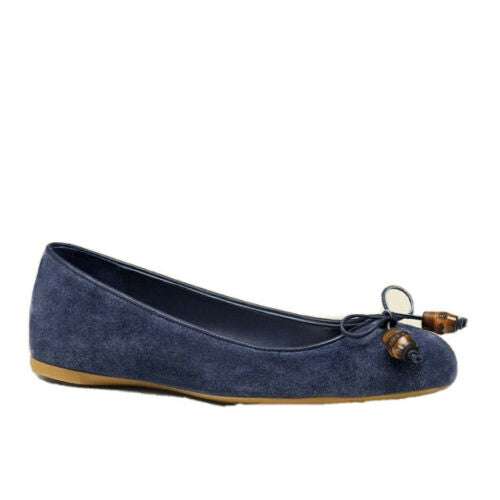 GUCCI Blue Suede Ballet Shoes Flats Bamboo Tassel Size UK 7 US 10 EU 40 ladies