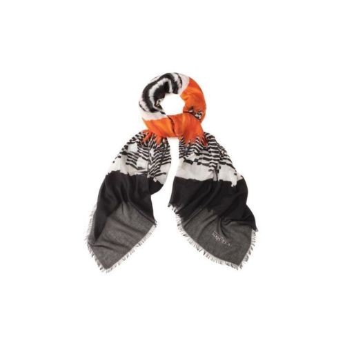 ALEXANDER MCQUEEN KNITTED FEATHER SKULL PRINT SILK BLEND SCARF AMAZING Ladies
