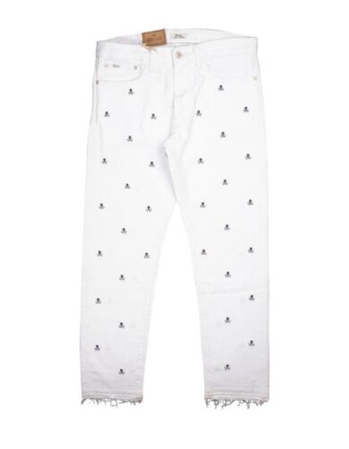 Polo Ralph Lauren Sullivan Skulls Embroidered White Denim Jeans Size 32x32 men