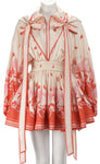 Zimmermann 2023 Red High Tide Hooded Cape-Effect Mini Dress 1 S small ladies