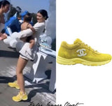 CHANEL Yellow Suede Trainers Sneakers SIZE 37 1/2 UK 4.5 US 7.5 SOLD OUT ladies