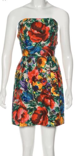 Dolce & Gabbana Floral-print cotton strapless mini dress Size I 40 Ladies