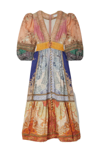 Zimmerman 2022 Anneke Lantern Midi Dress Size 0P XXS ladies