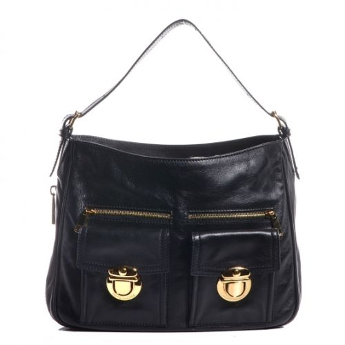 MARC JACOBS Leather Lisa Hobo Black Bag Handbag Ladies