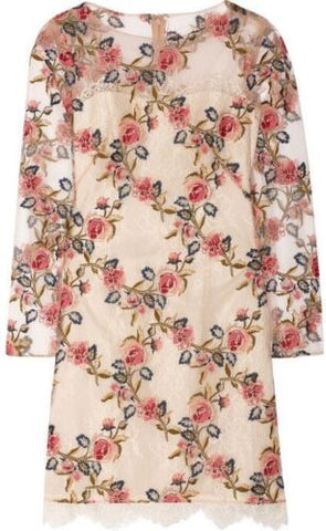 Notte by Marchesa Tull Floral Embroidered SO COUTURE Dress Size US 4 UK 8 Small ladies
