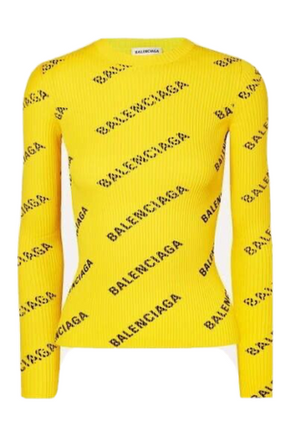 BALENCIAGA MOST WANTED Logo Print Rib Knit Sweater Jumper Size S small ladies