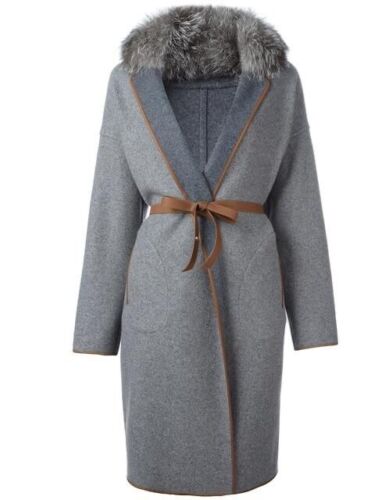 LORO PIANA BABY CASHMERE REVERSIBLE FOX FUR COLLAR COAT I 40 UK 8 US 4 S ladies