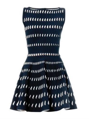 AZZEDINE ALAA ALAIA Perforated cut-out skater dress F 40 UK 12 US 8 L   Afashionistastore