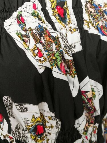 Dolce & Gabbana Black Playing Cards Off The Shoulder Crop Top I 42 UK 10 US 6 ladies