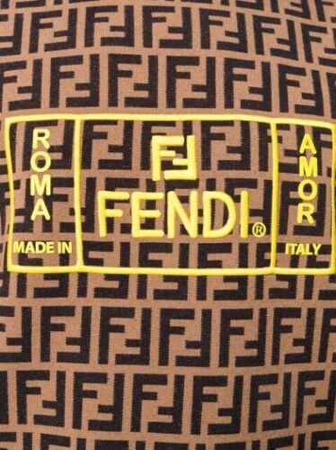 FENDI Black & brown FF Zucca Logo Knit Leggings Joggers Pants In Brown I 38 XS ladies