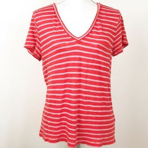 J.Crew Linen Striped T shirt $150 Size S Small ladies