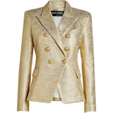 Super rare Balmain Gold Tweed Blazer Jacket Size F 34 US 0/2 UK 4 XXS ladies